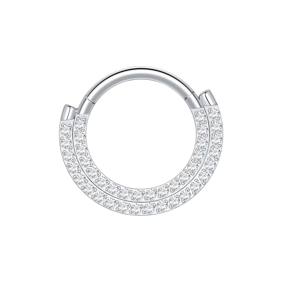 G23 Titanium Zircon Hinged Segment Septum Clicker Nose Rings