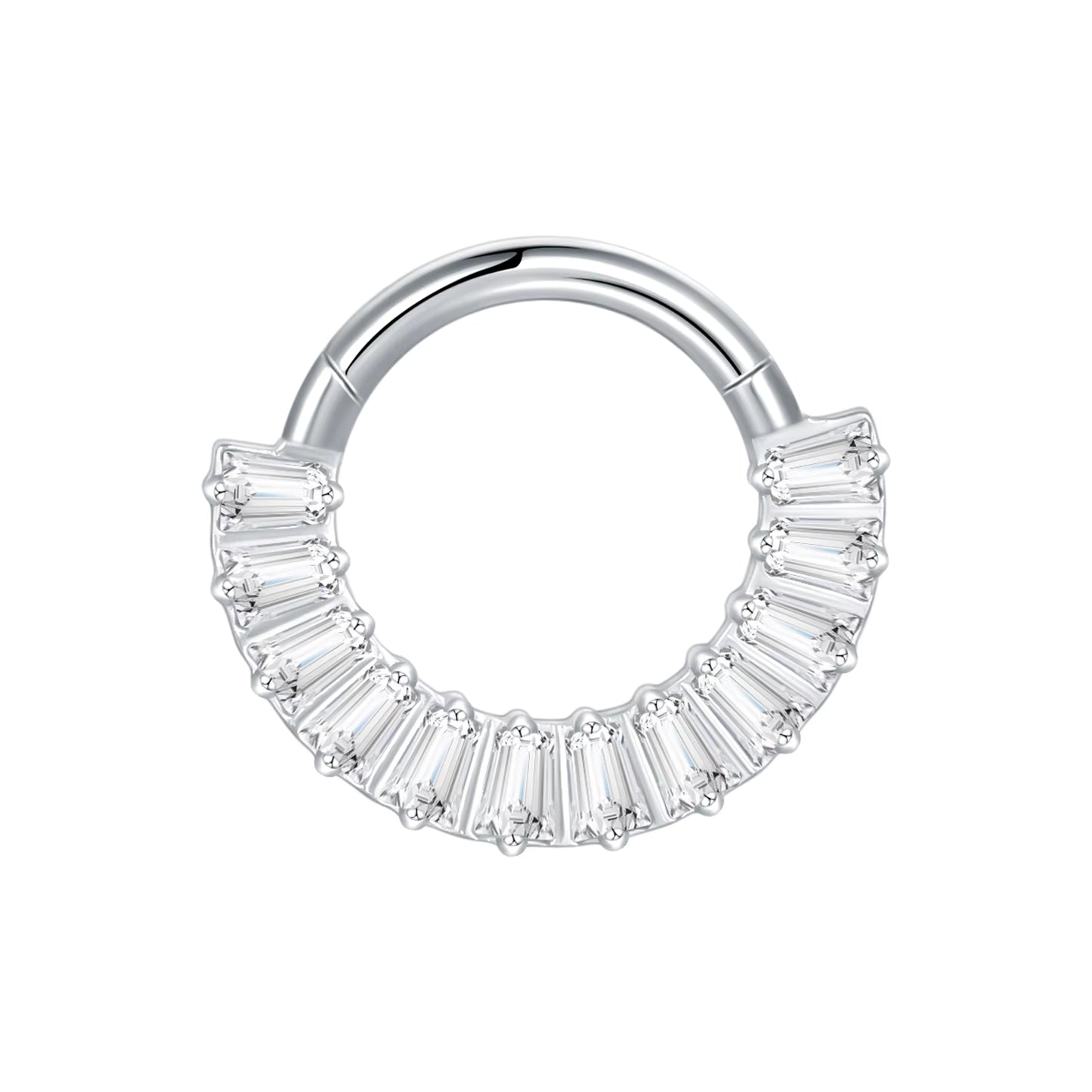 G23 Titanium Zircon Hinged Segment Septum Clicker Nose Rings