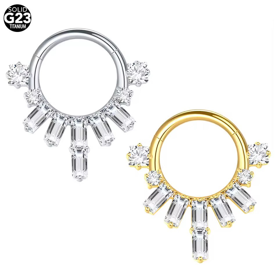 ASTM F136 Titanium Zircon Hoop Earring Fits Septum Daith Helix Cartilage Piercing Jewelry