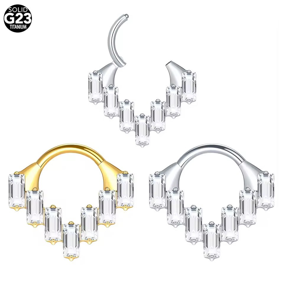 ASTM F136 Titanium Zircon Hoop Earring Fits Septum Daith Helix Cartilage Piercing Jewelry