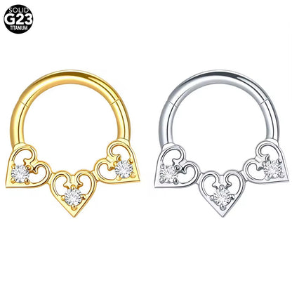 ASTM F136 Titanium Zircon Hoop Earring Fits Septum Daith Helix Cartilage Piercing Jewelry