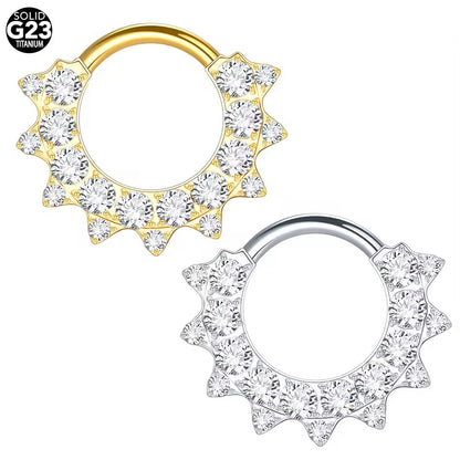 ASTM F136 Titanium Zircon Hoop Earring Fits Septum Daith Helix Cartilage Piercing Jewelry