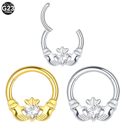 ASTM F136 Titanium Zircon Hoop Earring Fits Septum Daith Helix Cartilage Piercing Jewelry