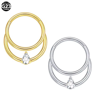 ASTM F136 Titanium Zircon Hoop Earring Fits Septum Daith Helix Cartilage Piercing Jewelry