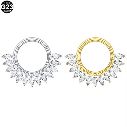 ASTM F136 Titanium Zircon Hoop Earring Fits Septum Daith Helix Cartilage Piercing Jewelry