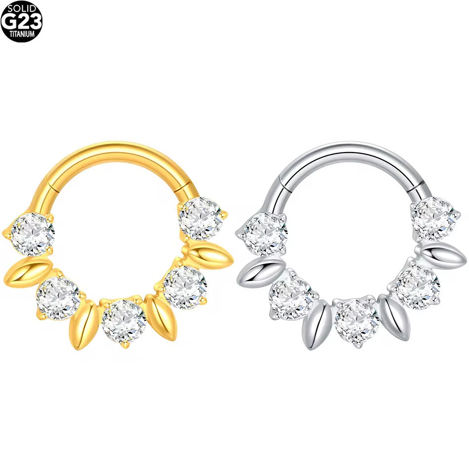ASTM F136 Titanium Zircon Hoop Earring Fits Septum Daith Helix Cartilage Piercing Jewelry