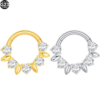ASTM F136 Titanium Zircon Hoop Earring Fits Septum Daith Helix Cartilage Piercing Jewelry