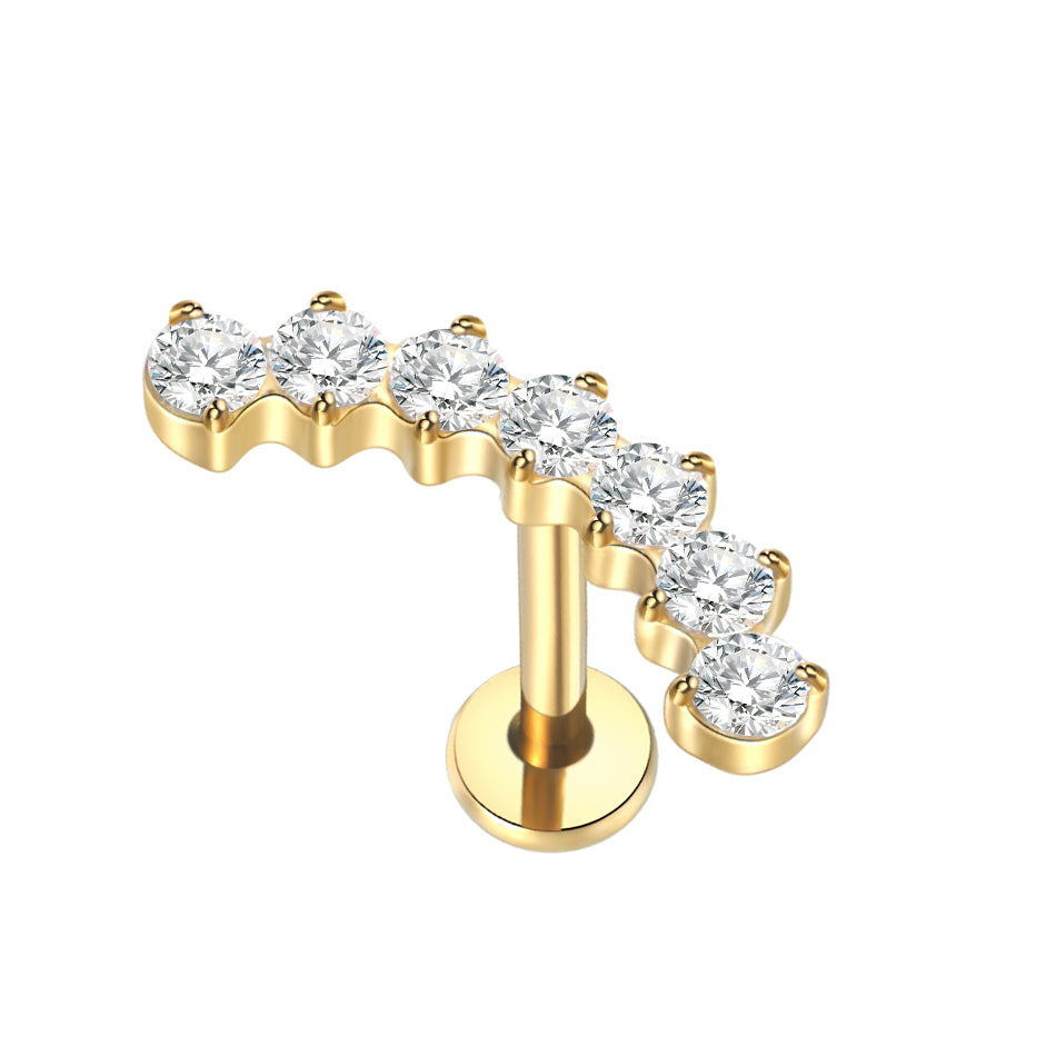 16G Titanium CZ Climber Helix Earring Cartilage Stud Helix Piercing Jewelry Conch Earring Flat Back Piercing