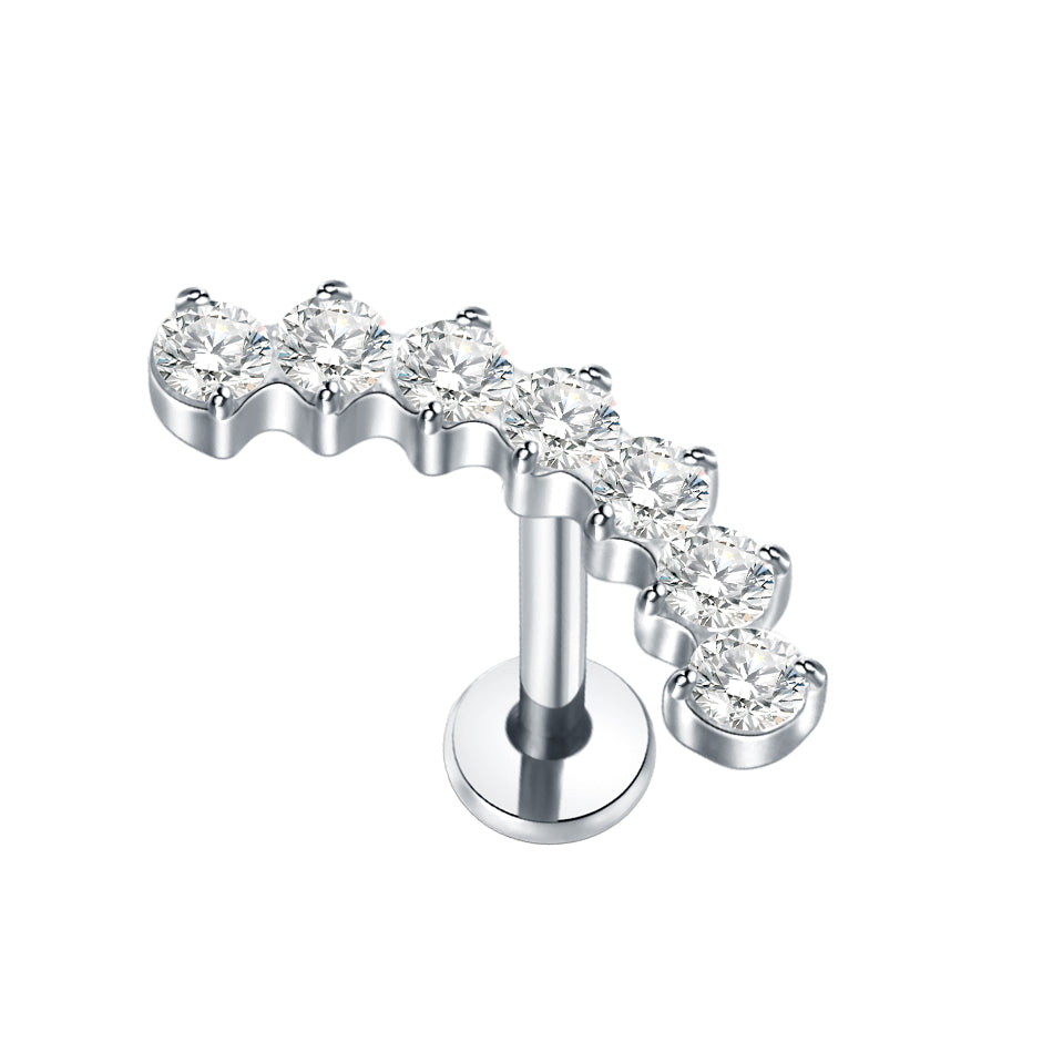 16G Titanium CZ Climber Helix Earring Cartilage Stud Helix Piercing Jewelry Conch Earring Flat Back Piercing