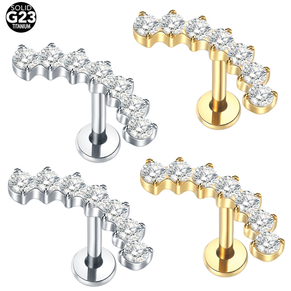 16G Titanium CZ Climber Helix Earring Cartilage Stud Helix Piercing Jewelry Conch Earring Flat Back Piercing