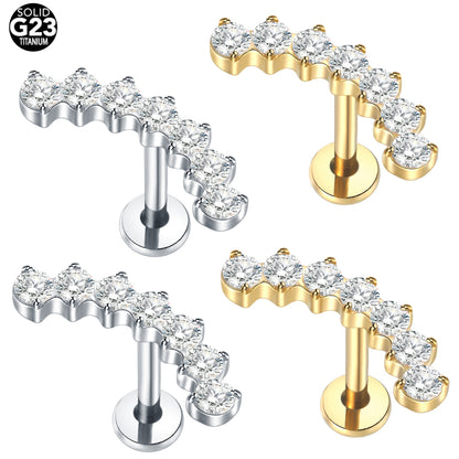16G Titanium CZ Climber Helix Earring Cartilage Stud Helix Piercing Jewelry Conch Earring Flat Back Piercing