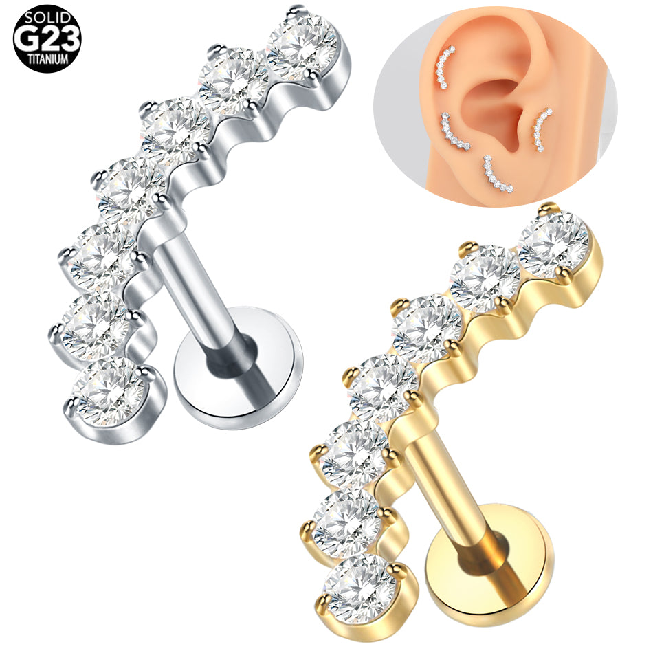 16G Titanium CZ Climber Helix Earring Cartilage Stud Helix Piercing Jewelry Conch Earring Flat Back Piercing