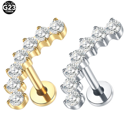 16G Titanium CZ Climber Helix Earring Cartilage Stud Helix Piercing Jewelry Conch Earring Flat Back Piercing