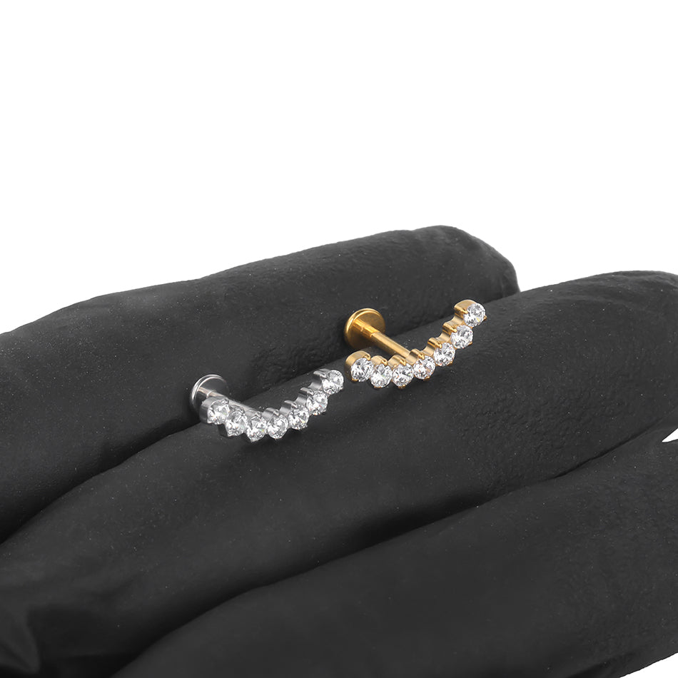 16G Titanium CZ Climber Helix Earring Cartilage Stud Helix Piercing Jewelry Conch Earring Flat Back Piercing