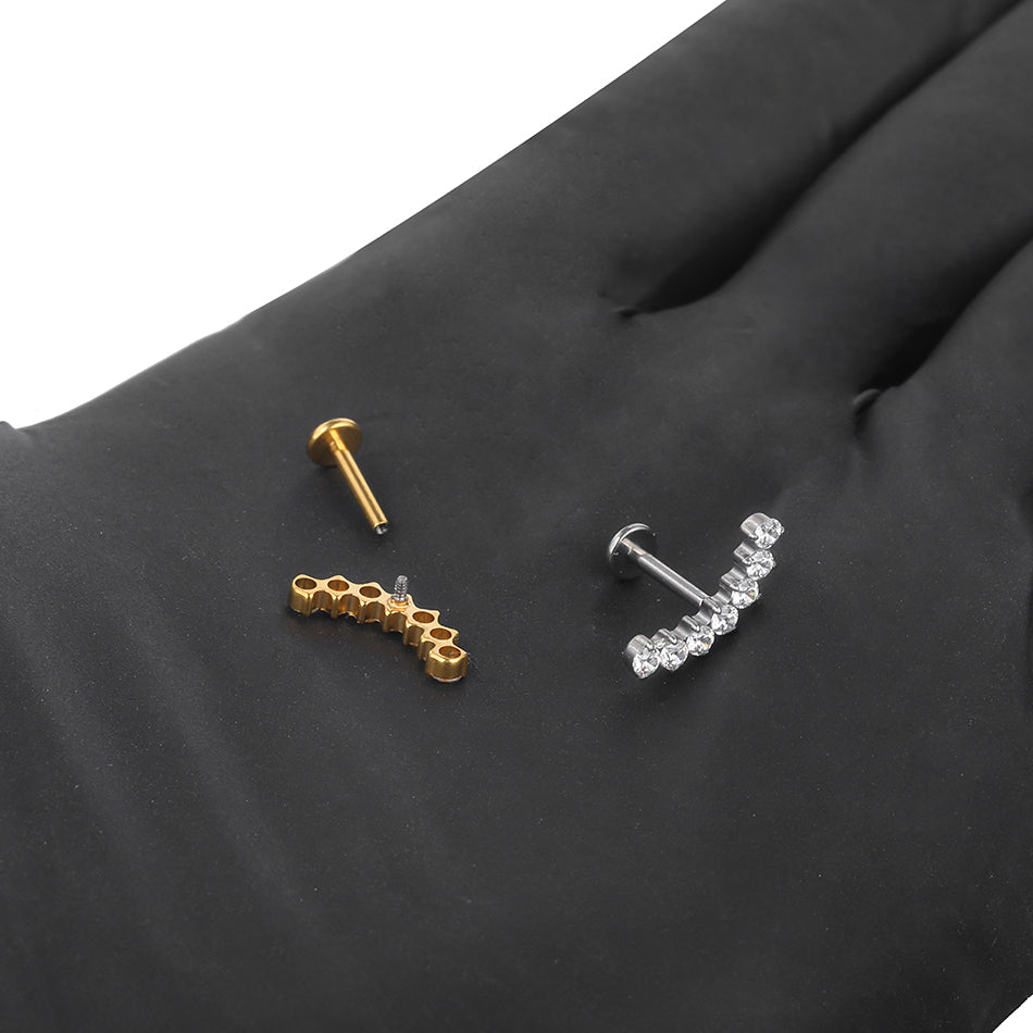 16G Titanium CZ Climber Helix Earring Cartilage Stud Helix Piercing Jewelry Conch Earring Flat Back Piercing