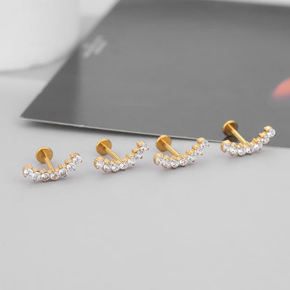 16G Titanium CZ Climber Helix Earring Cartilage Stud Helix Piercing Jewelry Conch Earring Flat Back Piercing