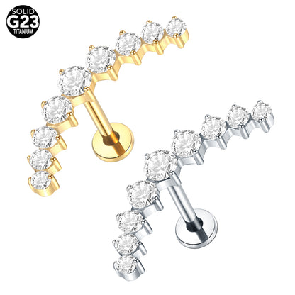 Titanium Lip Stud Internally Threaded Ear Piercing Cartilage Earrings Stud