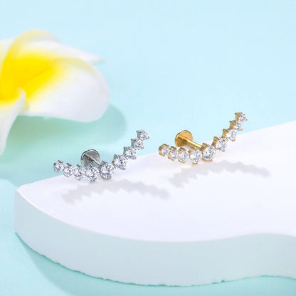 Titanium Lip Stud Internally Threaded Ear Piercing Cartilage Earrings Stud