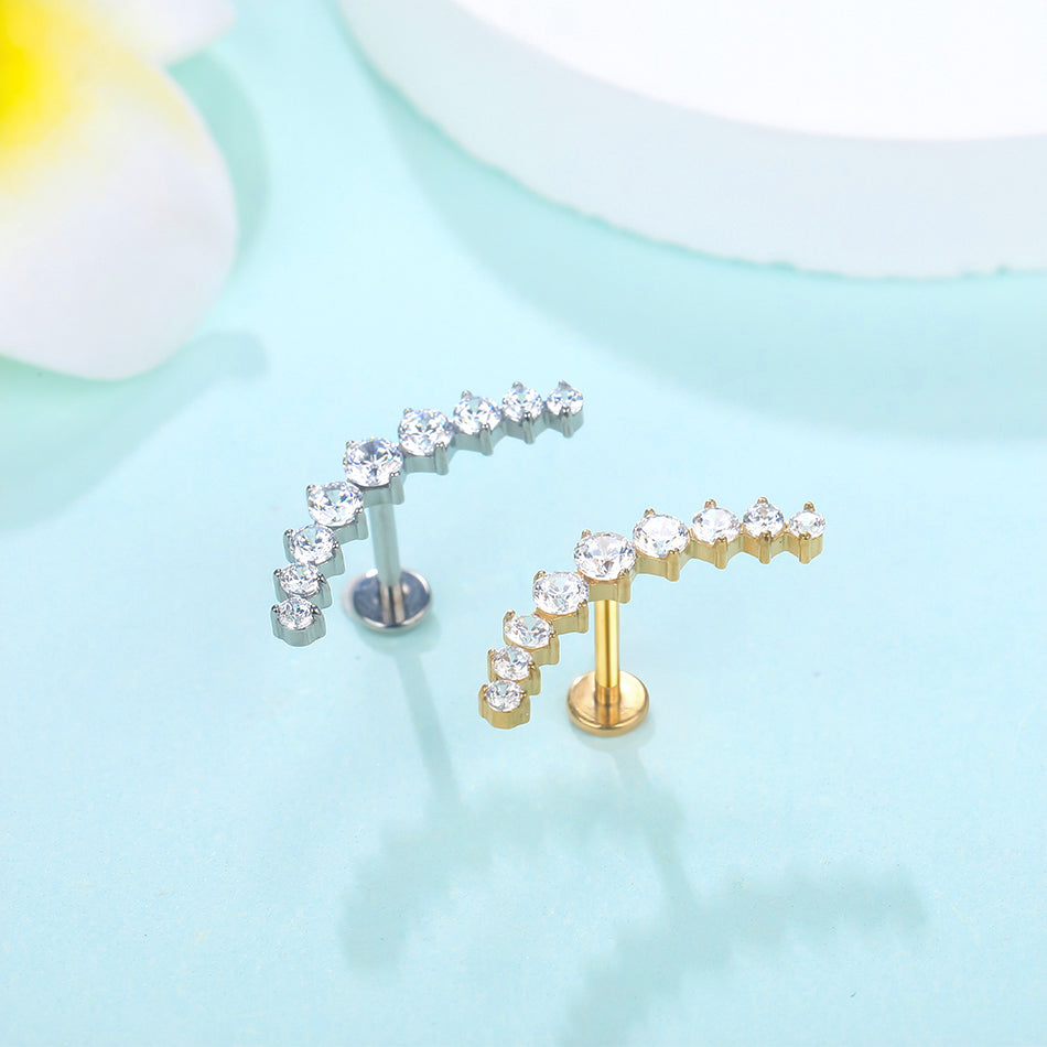 Titanium Lip Stud Internally Threaded Ear Piercing Cartilage Earrings Stud