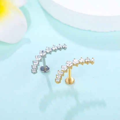 Titanium Lip Stud Internally Threaded Ear Piercing Cartilage Earrings Stud