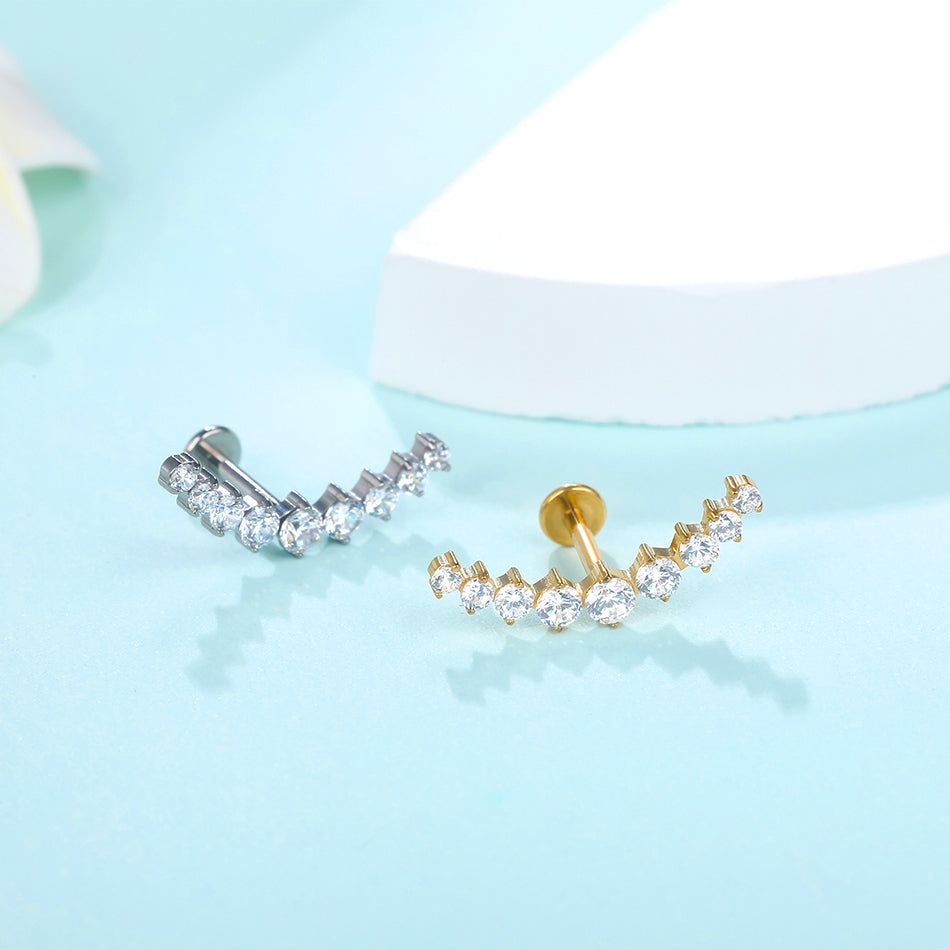 Titanium Lip Stud Internally Threaded Ear Piercing Cartilage Earrings Stud