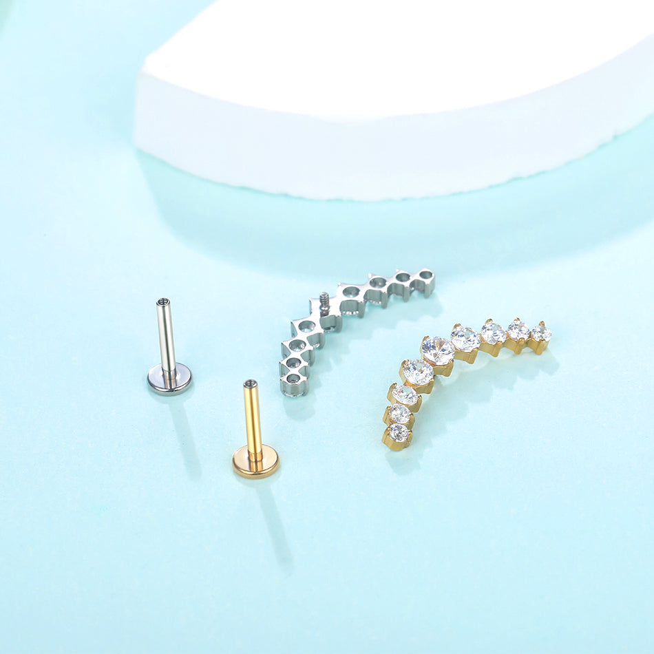 Titanium Lip Stud Internally Threaded Ear Piercing Cartilage Earrings Stud