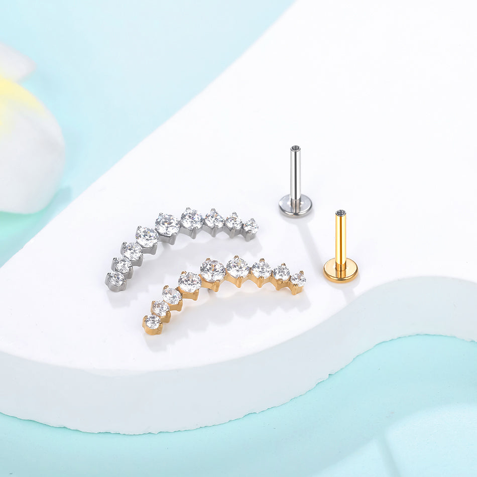 Titanium Lip Stud Internally Threaded Ear Piercing Cartilage Earrings Stud