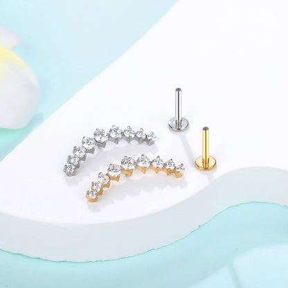 Titanium Lip Stud Internally Threaded Ear Piercing Cartilage Earrings Stud