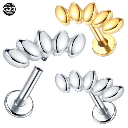 Implant Grade Titanium 16g Laurel Fan Top Labret for Women Punk Labret Lip Piercing Jewelry