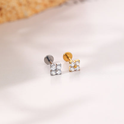 New G23 Titanium Piercing Jewelry Flower Inlaid Stone Zircon Earrings Lip Stud Labret Piercing Jewelry