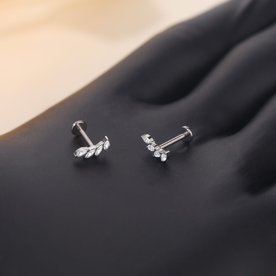 Titanium 16G CZ Gem Labret Stud Lip Rings Zircon Cluster Ear Cartilage Tragus Helix Daith Earring Piercings