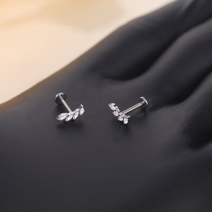 Titanium 16G CZ Gem Labret Stud Lip Rings Zircon Cluster Ear Cartilage Tragus Helix Daith Earring Piercings