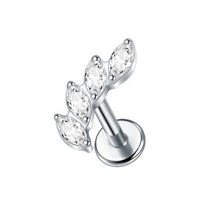 Titanium 16G CZ Gem Labret Stud Lip Rings Zircon Cluster Ear Cartilage Tragus Helix Daith Earring Piercings