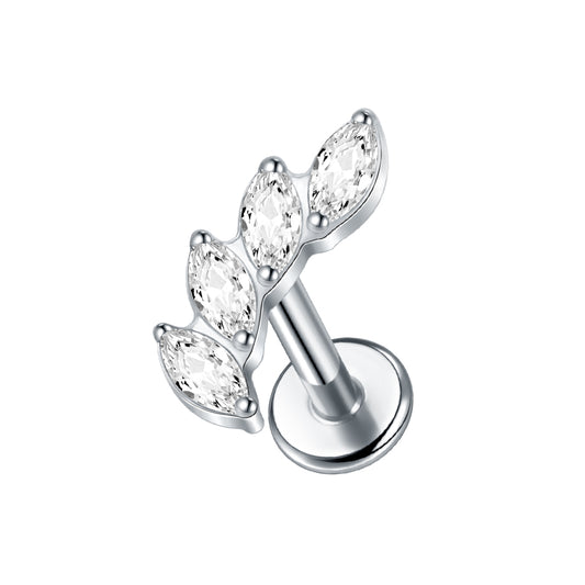 Titanium 16G CZ Gem Labret Stud Lip Rings Zircon Cluster Ear Cartilage Tragus Helix Daith Earring Piercings