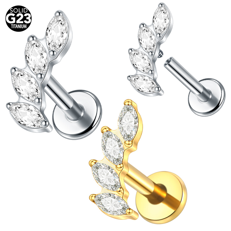 Titanium 16G CZ Gem Labret Stud Lip Rings Zircon Cluster Ear Cartilage Tragus Helix Daith Earring Piercings