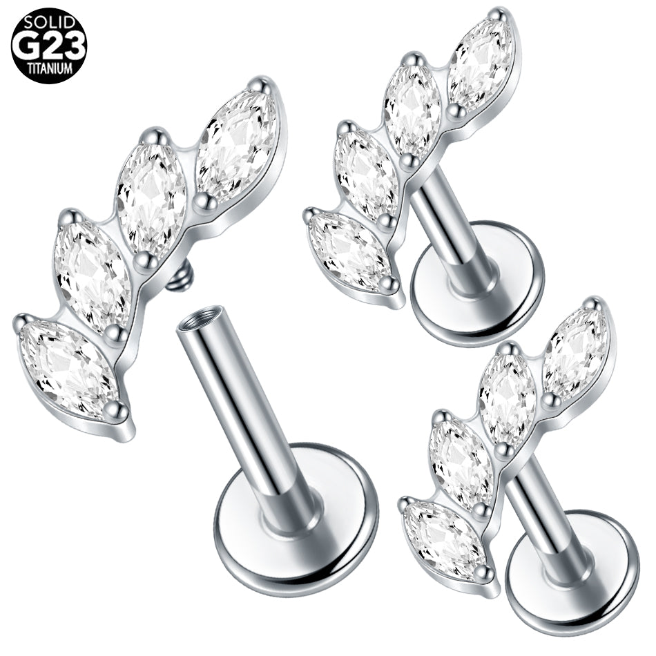 Titanium 16G CZ Gem Labret Stud Lip Rings Zircon Cluster Ear Cartilage Tragus Helix Daith Earring Piercings