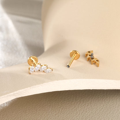 Titanium 16G CZ Gem Labret Stud Lip Rings Zircon Cluster Ear Cartilage Tragus Helix Daith Earring Piercings