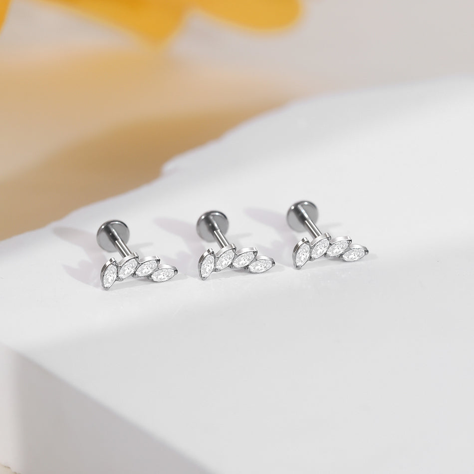 Titanium 16G CZ Gem Labret Stud Lip Rings Zircon Cluster Ear Cartilage Tragus Helix Daith Earring Piercings