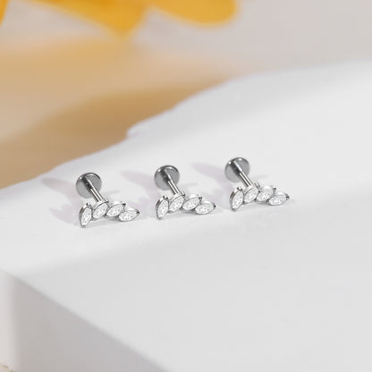 Titanium 16G CZ Gem Labret Stud Lip Rings Zircon Cluster Ear Cartilage Tragus Helix Daith Earring Piercings