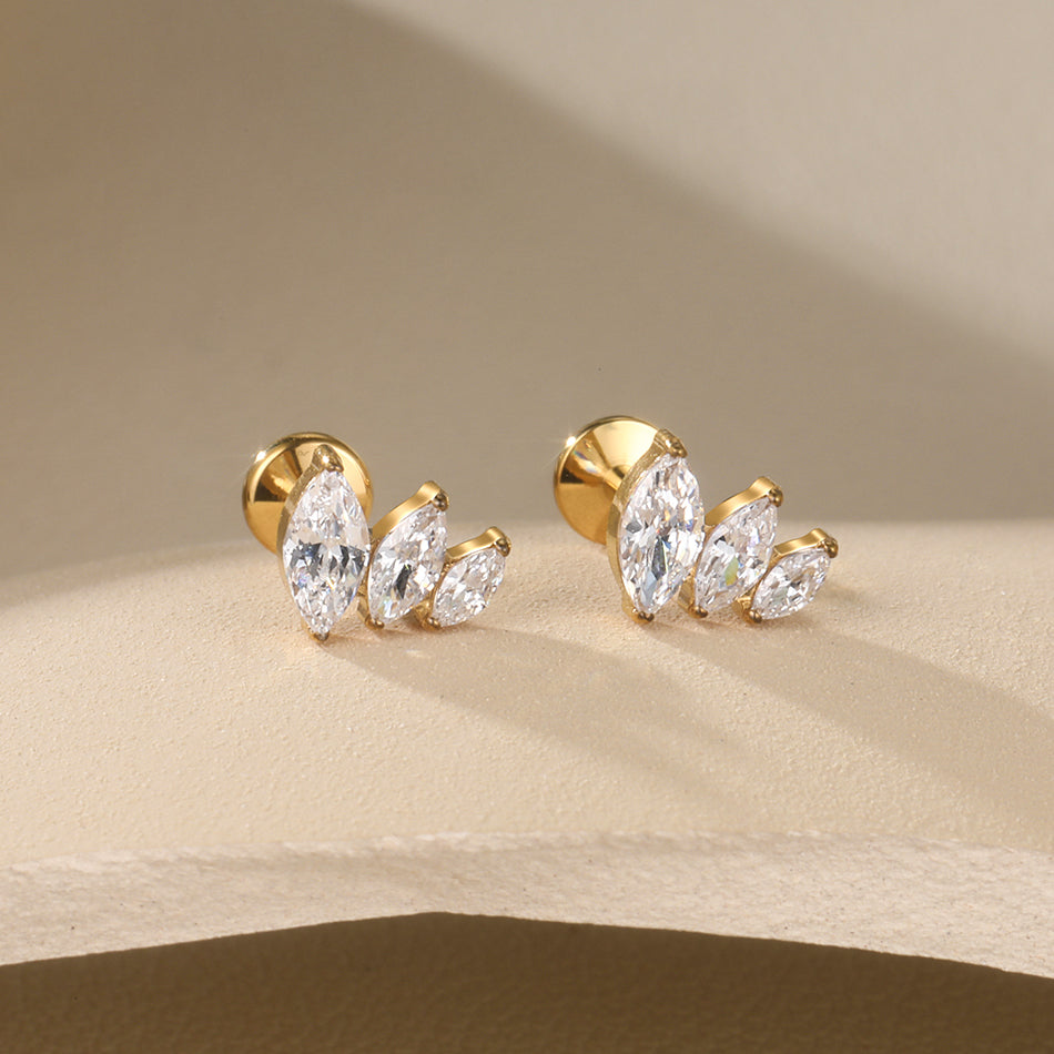 1.2x8mm Flat Back Titanium Cartilage Helix Daith Conch Rook Tragus Earring Stud Labret