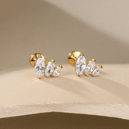 1.2x8mm Flat Back Titanium Cartilage Helix Daith Conch Rook Tragus Earring Stud Labret