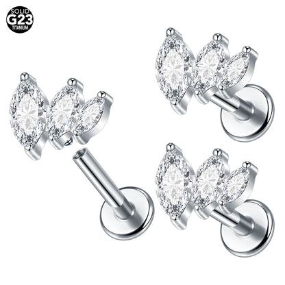 1.2x8mm Flat Back Titanium Cartilage Helix Daith Conch Rook Tragus Earring Stud Labret