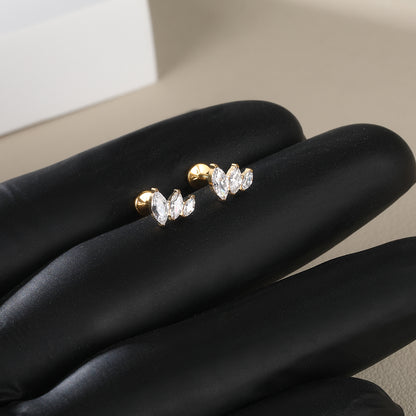 1.2x8mm Flat Back Titanium Cartilage Helix Daith Conch Rook Tragus Earring Stud Labret