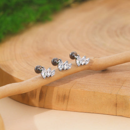 1.2x8mm Flat Back Titanium Cartilage Helix Daith Conch Rook Tragus Earring Stud Labret