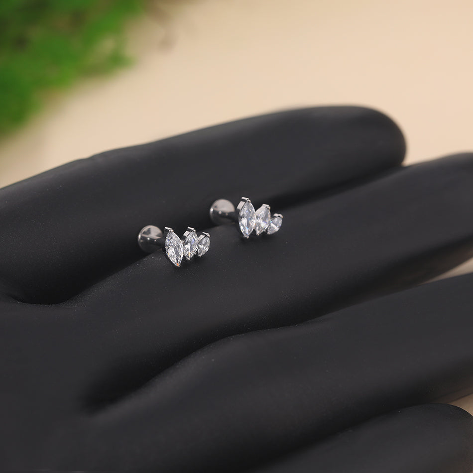 1.2x8mm Flat Back Titanium Cartilage Helix Daith Conch Rook Tragus Earring Stud Labret