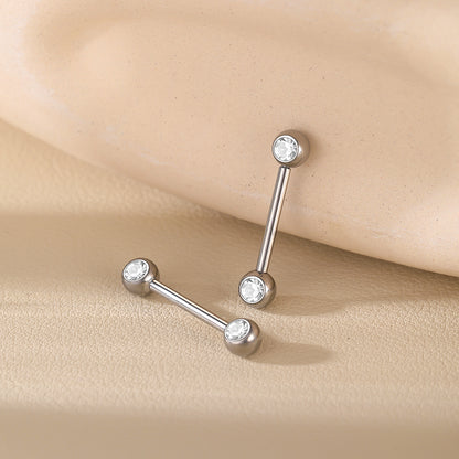 G23 Titanium Internally Threaded CZ Straight Barbells Nipple Piercing Body Jewelry Sexy Nipple Ring Piercing Jewelry