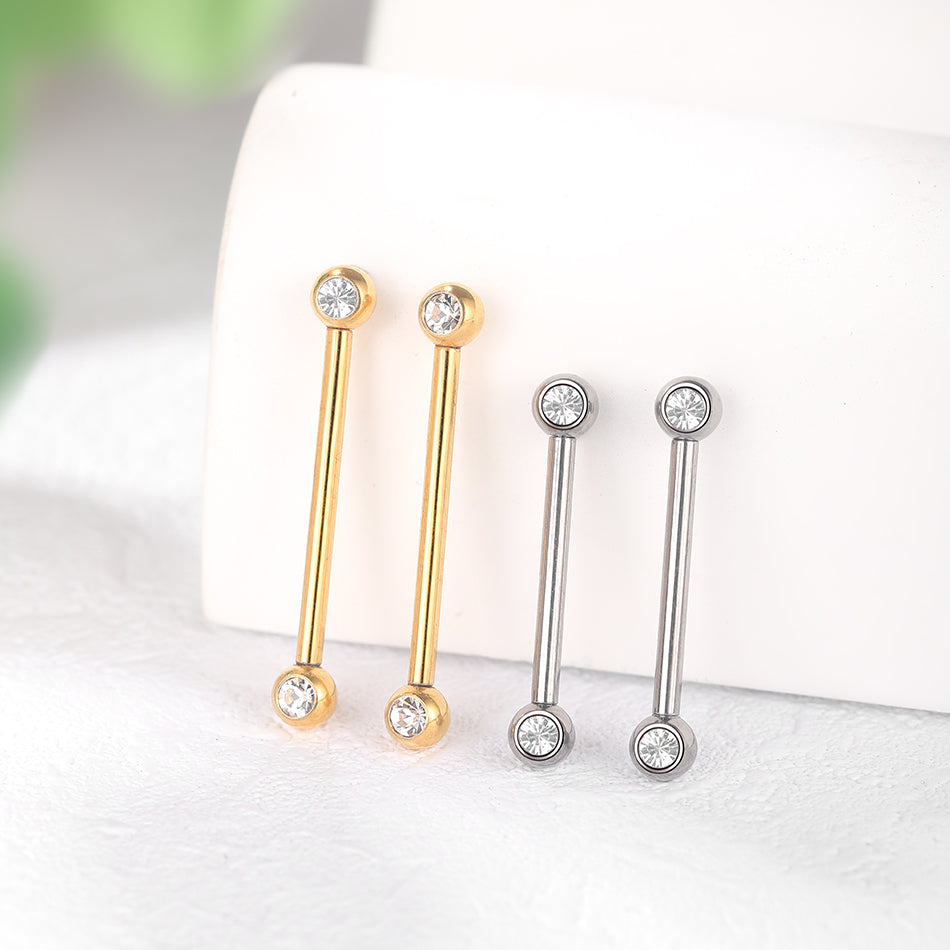 G23 Titanium Internally Threaded CZ Straight Barbells Nipple Piercing Body Jewelry Sexy Nipple Ring Piercing Jewelry