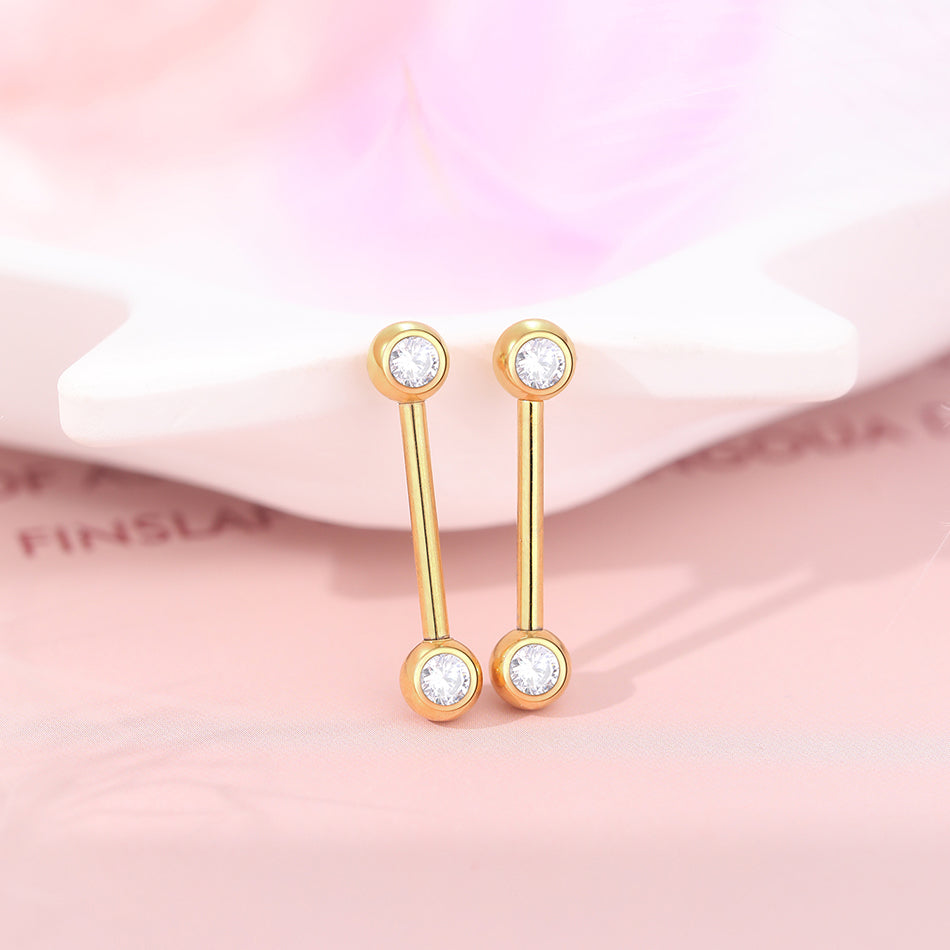 G23 Titanium Internally Threaded CZ Straight Barbells Nipple Piercing Body Jewelry Sexy Nipple Ring Piercing Jewelry