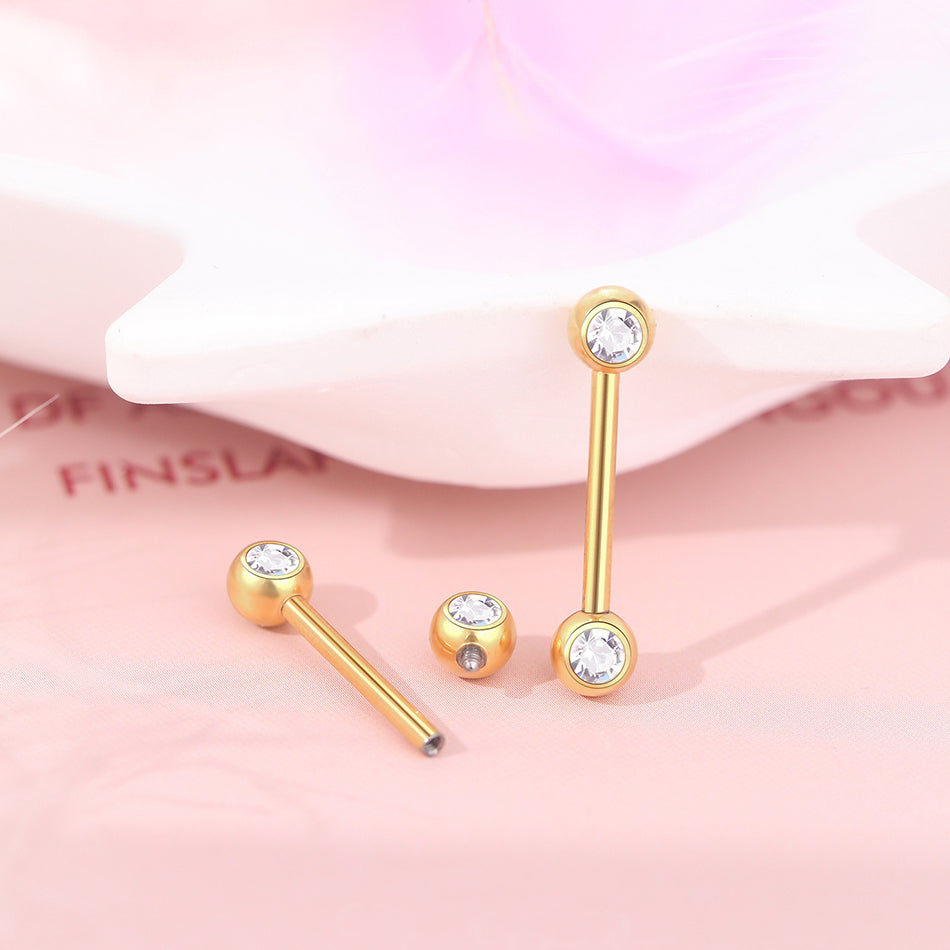G23 Titanium Internally Threaded CZ Straight Barbells Nipple Piercing Body Jewelry Sexy Nipple Ring Piercing Jewelry