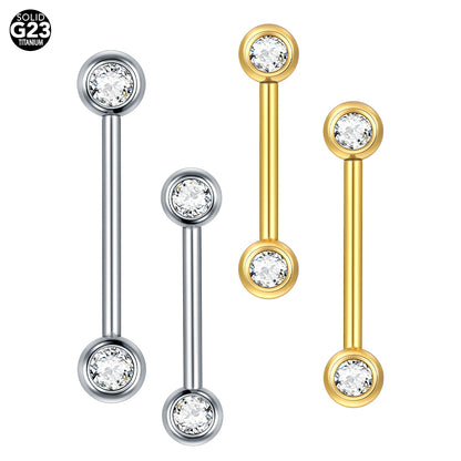 G23 Titanium Internally Threaded CZ Straight Barbells Nipple Piercing Body Jewelry Sexy Nipple Ring Piercing Jewelry